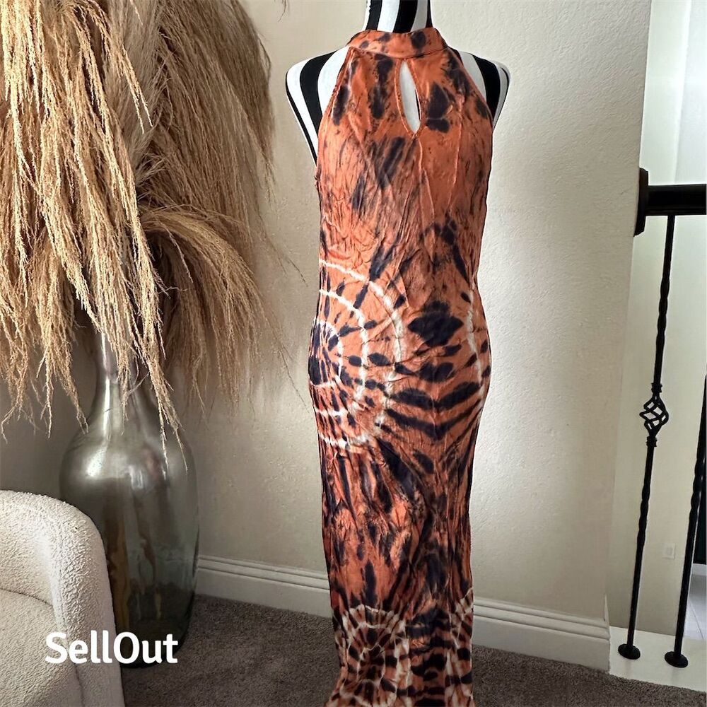 Young Fabulous & Broke Lou Lou Tie Dye Halter Midi Dress M Multicolor